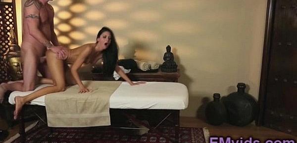  Cute brunette Nikki Daniels fucked by horny masseur